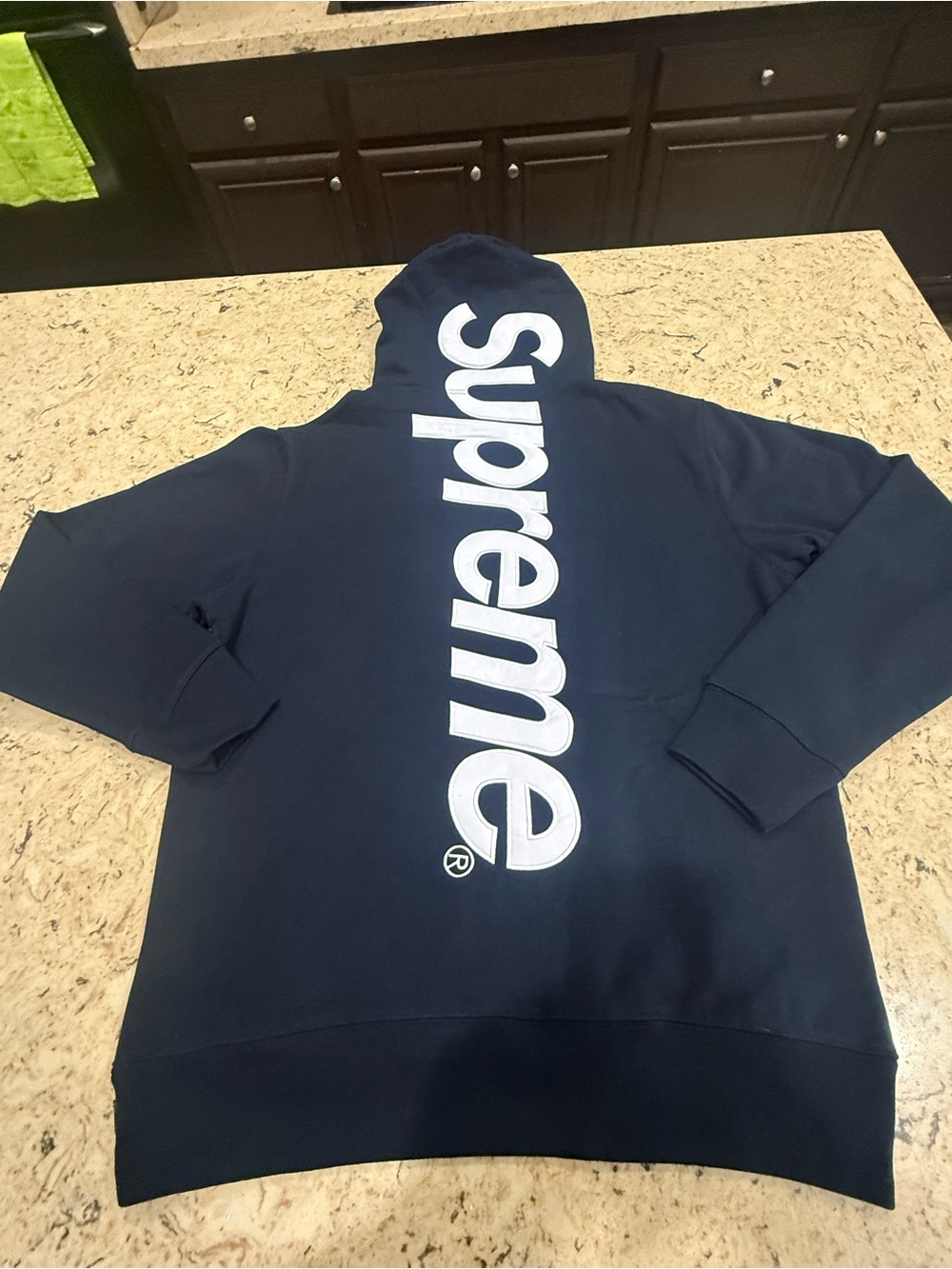 Navy Blue Supreme Satin Appliqué Hoodie